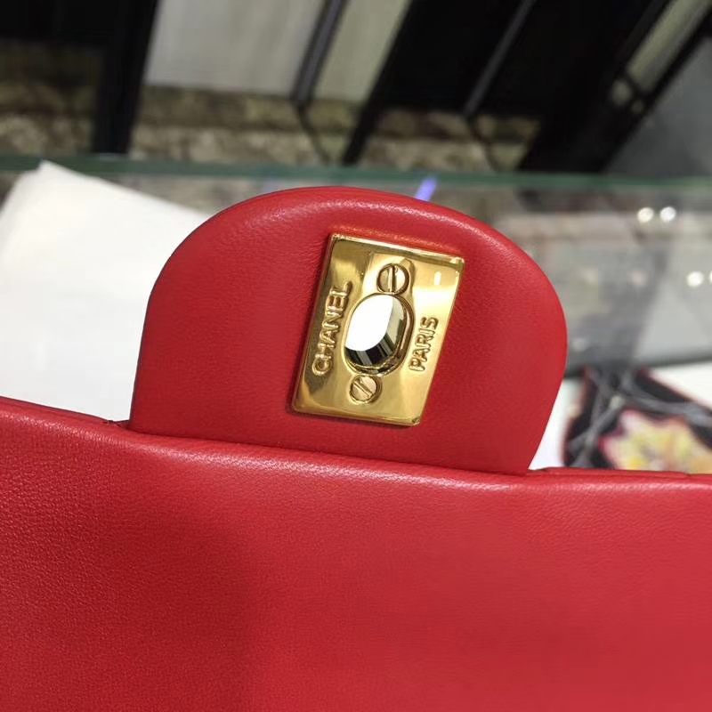 Chanel 香奈儿 Classic Flap Bag 进口小羊皮 20cm 现货 大红 金扣