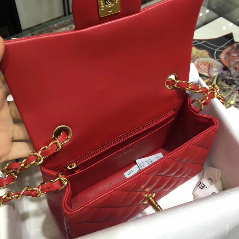 Chanel 香奈儿 Classic Flap Bag 进口小羊皮 20cm 现货 大红 金扣