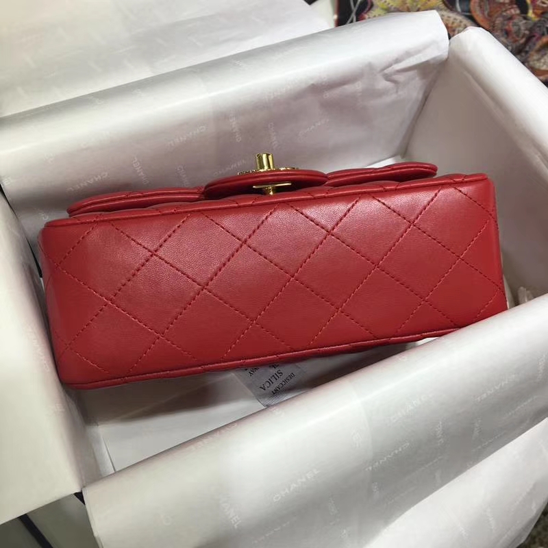 Chanel 香奈儿 Classic Flap Bag 进口小羊皮 20cm 现货 大红 金扣