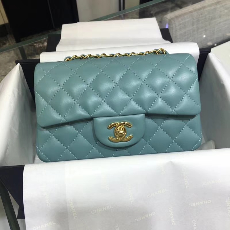 Chanel 香奈儿 Classic Flap Bag 进口小羊皮 20cm 现货 薄荷绿 金扣