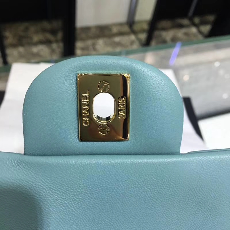 Chanel 香奈儿 Classic Flap Bag 进口小羊皮 20cm 现货 薄荷绿 金扣