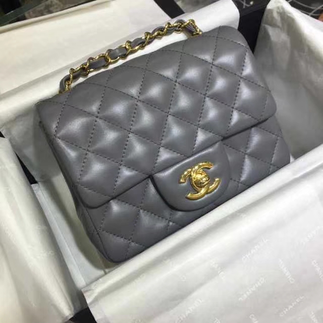 Chanel 香奈儿 Classic Flap Bag 进口小羊皮 17cm 现货 锡器灰 金扣