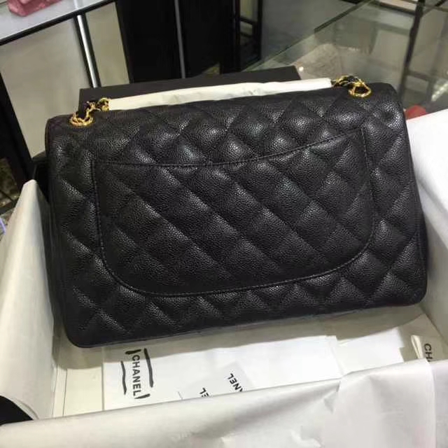 Chanel 香奈儿 Classic Flap Bag  进口鱼子酱 30cm 现货 黑色 金扣