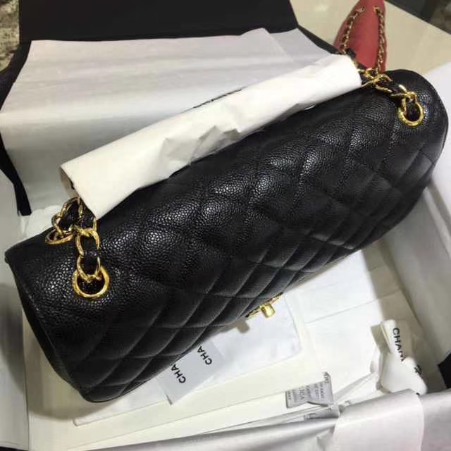 Chanel 香奈儿 Classic Flap Bag  进口鱼子酱 30cm 现货 黑色 金扣