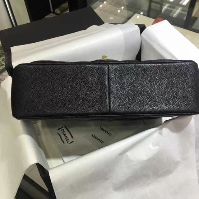 Chanel 香奈儿 Classic Flap Bag  进口鱼子酱 30cm 现货 黑色 金扣