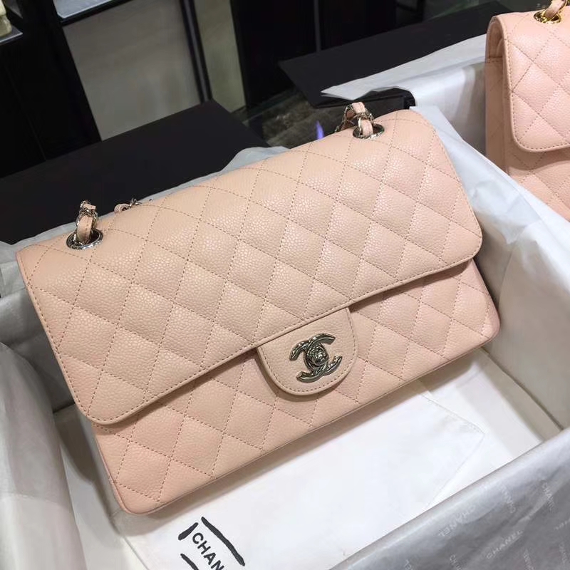 Chanel 香奈儿 Classic Flap Bag  进口鱼子酱 25cm 现货 少女粉 银扣