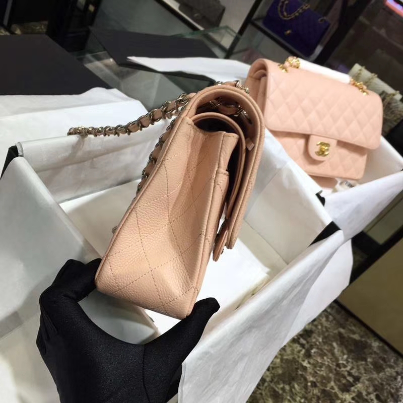 Chanel 香奈儿 Classic Flap Bag  进口鱼子酱 25cm 现货 少女粉 银扣