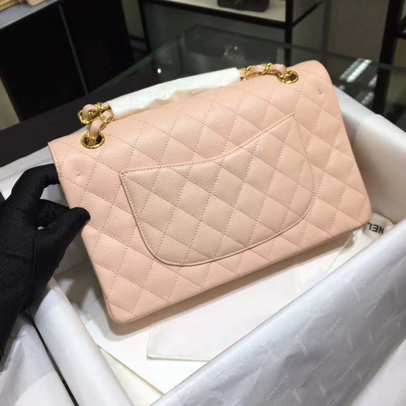 Chanel 香奈儿  Classic Flap Bag  进口鱼子酱 25cm 现货 少女粉 金扣