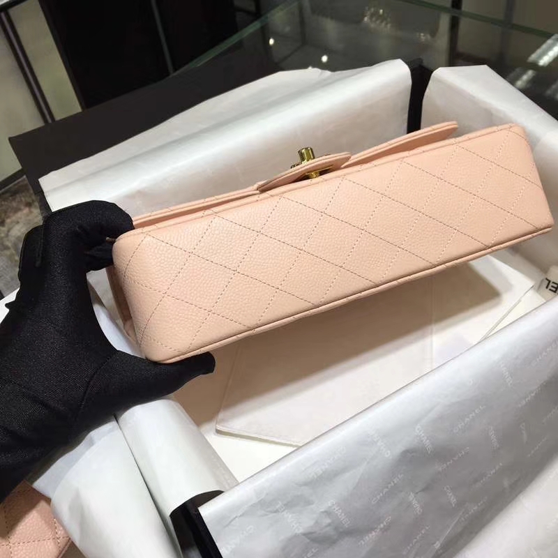 Chanel 香奈儿  Classic Flap Bag  进口鱼子酱 25cm 现货 少女粉 金扣