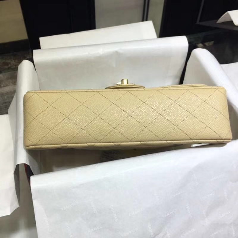Chanel 香奈儿  Classic Flap Bag  进口鱼子酱 25cm 现货 杏色 金扣
