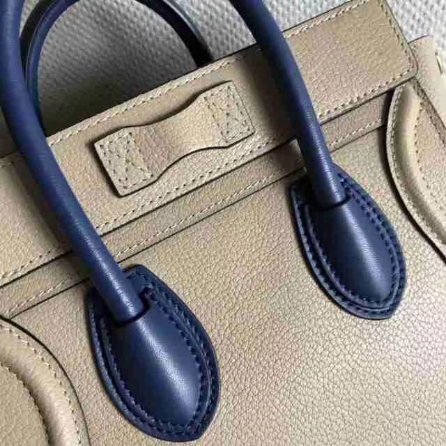 Celine 思琳 笑脸包 20cm 荔枝纹牛皮 大象灰拼玛瑙兰 拼色实拍