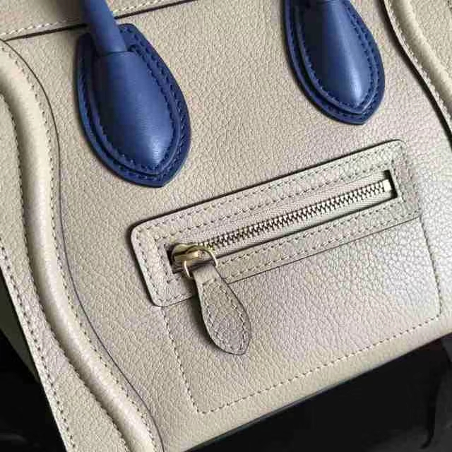 Celine 思琳 笑脸包 20cm 荔枝纹牛皮 大象灰拼玛瑙兰 拼色实拍