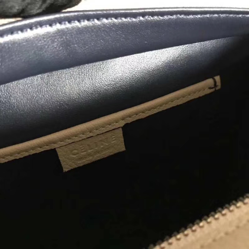 Celine 思琳 笑脸包 20cm 荔枝纹牛皮 大象灰拼玛瑙兰 拼色实拍