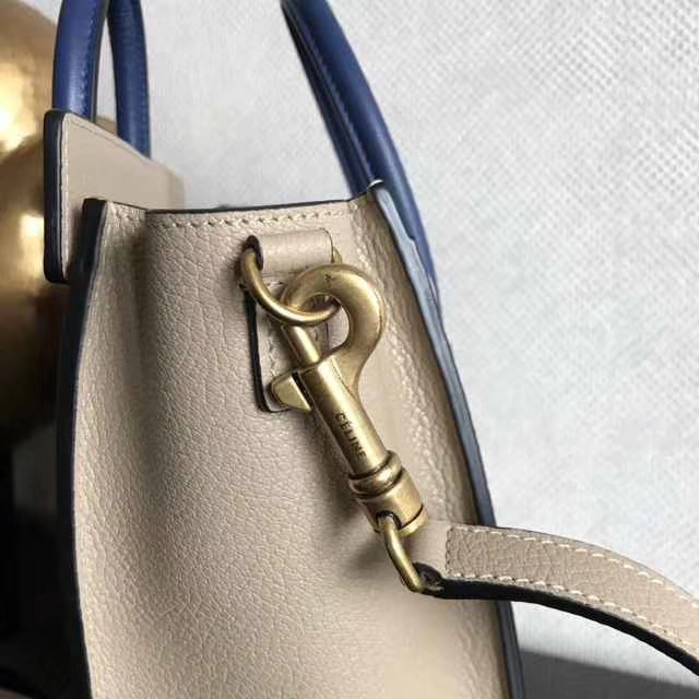 Celine 思琳 笑脸包 20cm 荔枝纹牛皮 大象灰拼玛瑙兰 拼色实拍