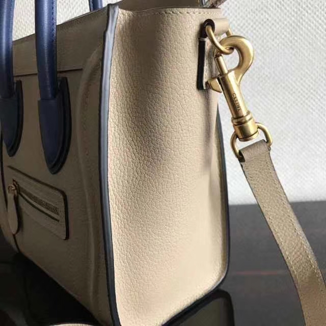 Celine 思琳 笑脸包 20cm 荔枝纹牛皮 大象灰拼玛瑙兰 拼色实拍