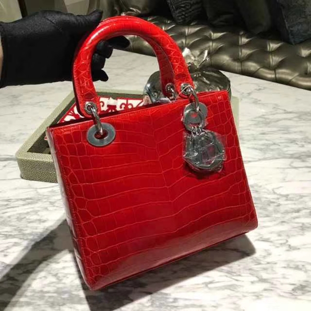 Dior 迪奥 戴妃包 Lady Dior VIP 私人定制 鳄鱼 5格 24cm 戴妃