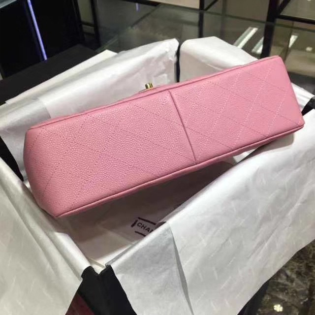 Chanel 香奈儿 Classic Flap Bag  进口鱼子酱 30cm 现货 桃粉色 金扣