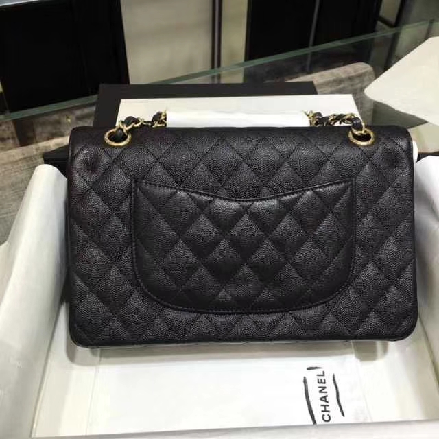 Chanel 香奈儿 Classic Flap Bag  进口小鱼子酱 25cm 现货  黑色 香槟金