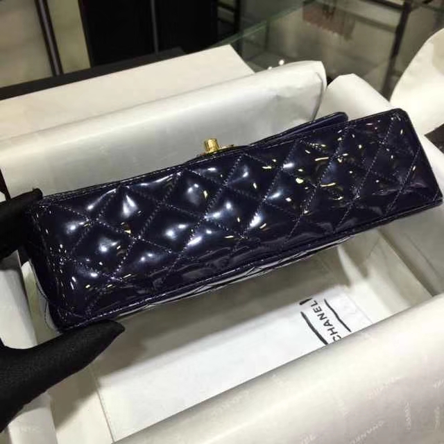 Chanel 香奈儿 Classic Flap Bag  进口漆皮 25cm 海军蓝 金扣