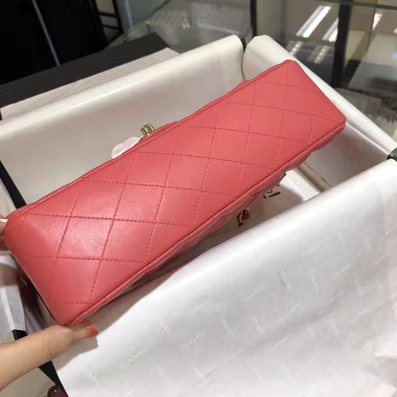 Chanel 香奈儿 Classic Flap Bag 25cm 小羊皮 西瓜红 金扣 纯正品开发 顶级的工艺 进出专柜无压力
