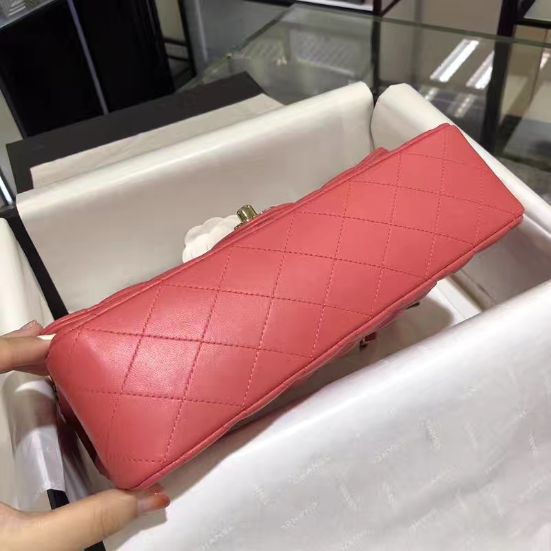 Chanel 香奈儿 Classic Flap Bag 25cm 小羊皮 西瓜红 金扣 纯正品开发 顶级的工艺 进出专柜无压力