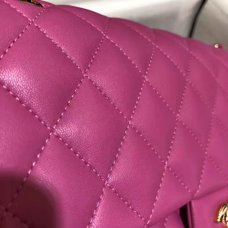 Chanel 香奈儿 Classic Flap Bag 法国进口小羊皮  25cm 梅红色 金扣