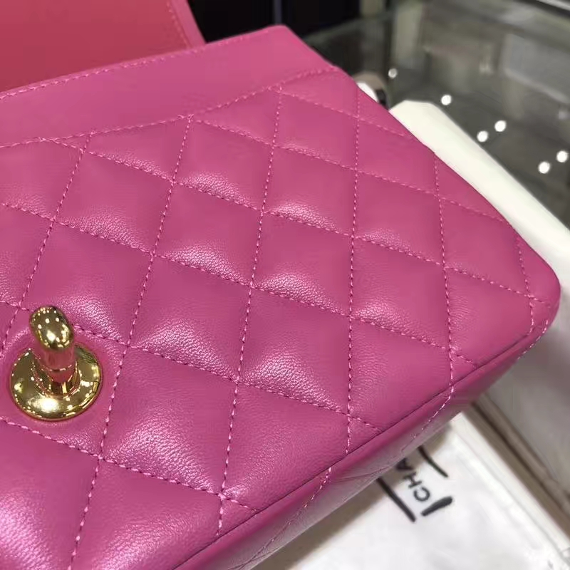 Chanel 香奈儿 Classic Flap Bag 法国进口小羊皮  25cm 梅红色 金扣