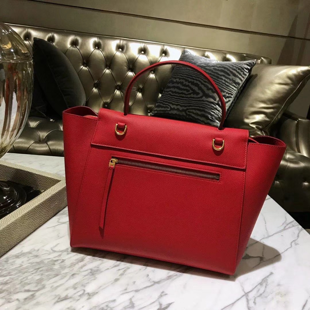 Celine 鲶鱼包 Mini 24cm～27cm 大红 现货秒发 掌纹皮 进口原厂皮 原装YKK钢扣拉链