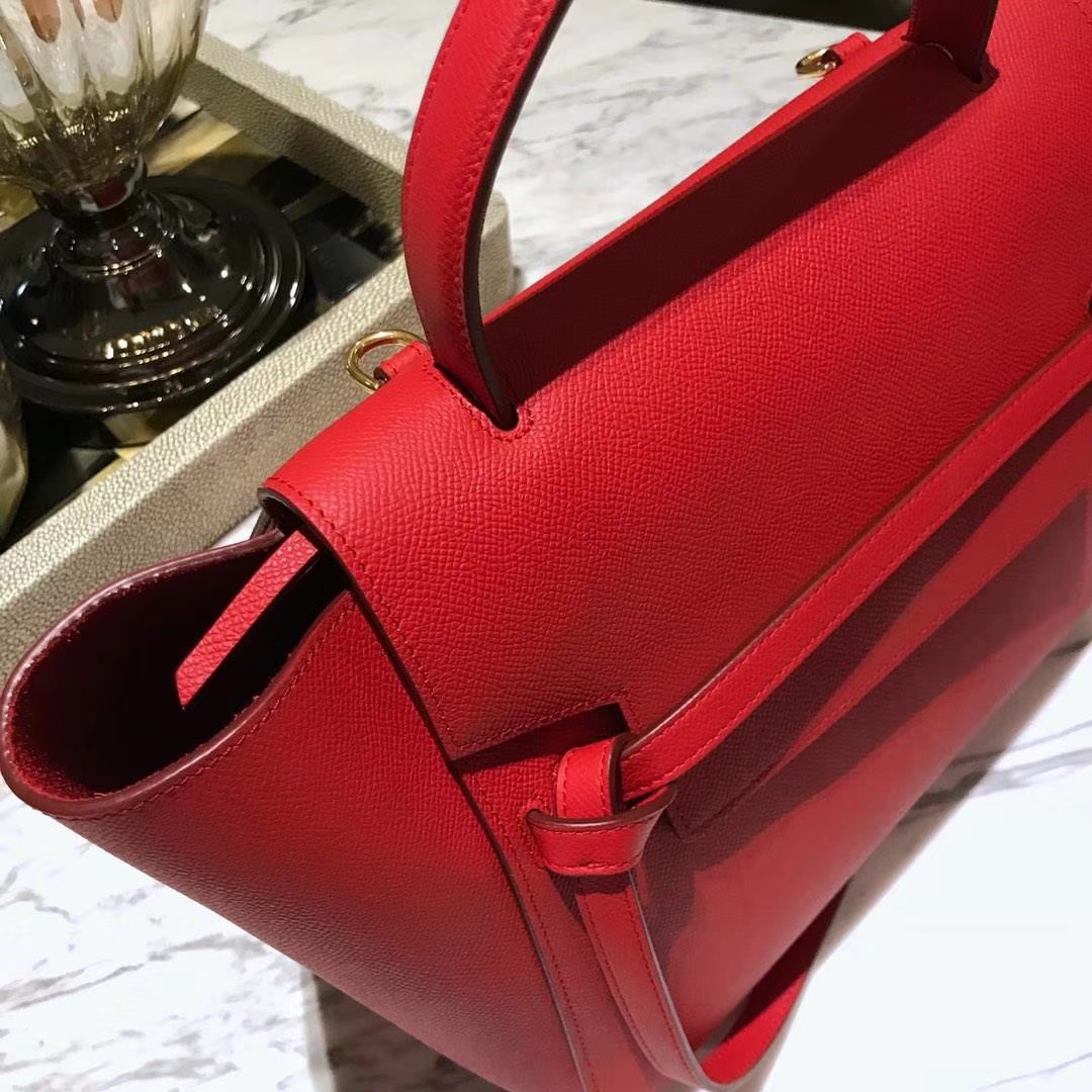 Celine 鲶鱼包 Mini 24cm～27cm 大红 现货秒发 掌纹皮 进口原厂皮 原装YKK钢扣拉链