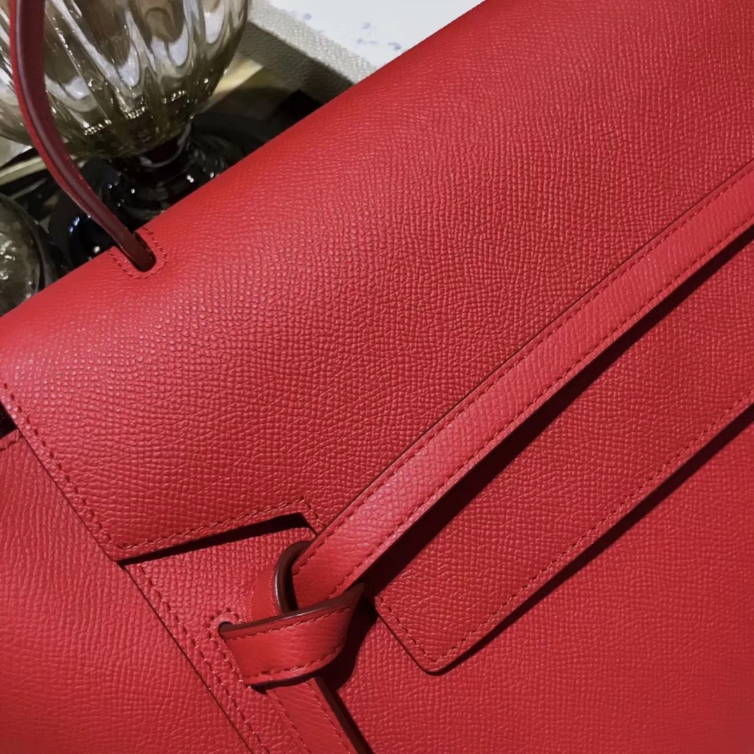 Celine 鲶鱼包 Mini 24cm～27cm 大红 现货秒发 掌纹皮 进口原厂皮 原装YKK钢扣拉链