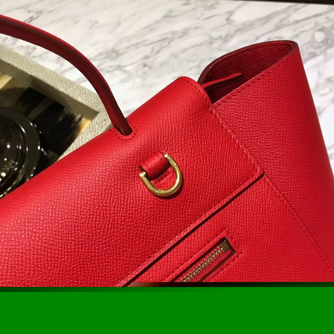 Celine 鲶鱼包 Mini 24cm～27cm 大红 现货秒发 掌纹皮 进口原厂皮 原装YKK钢扣拉链
