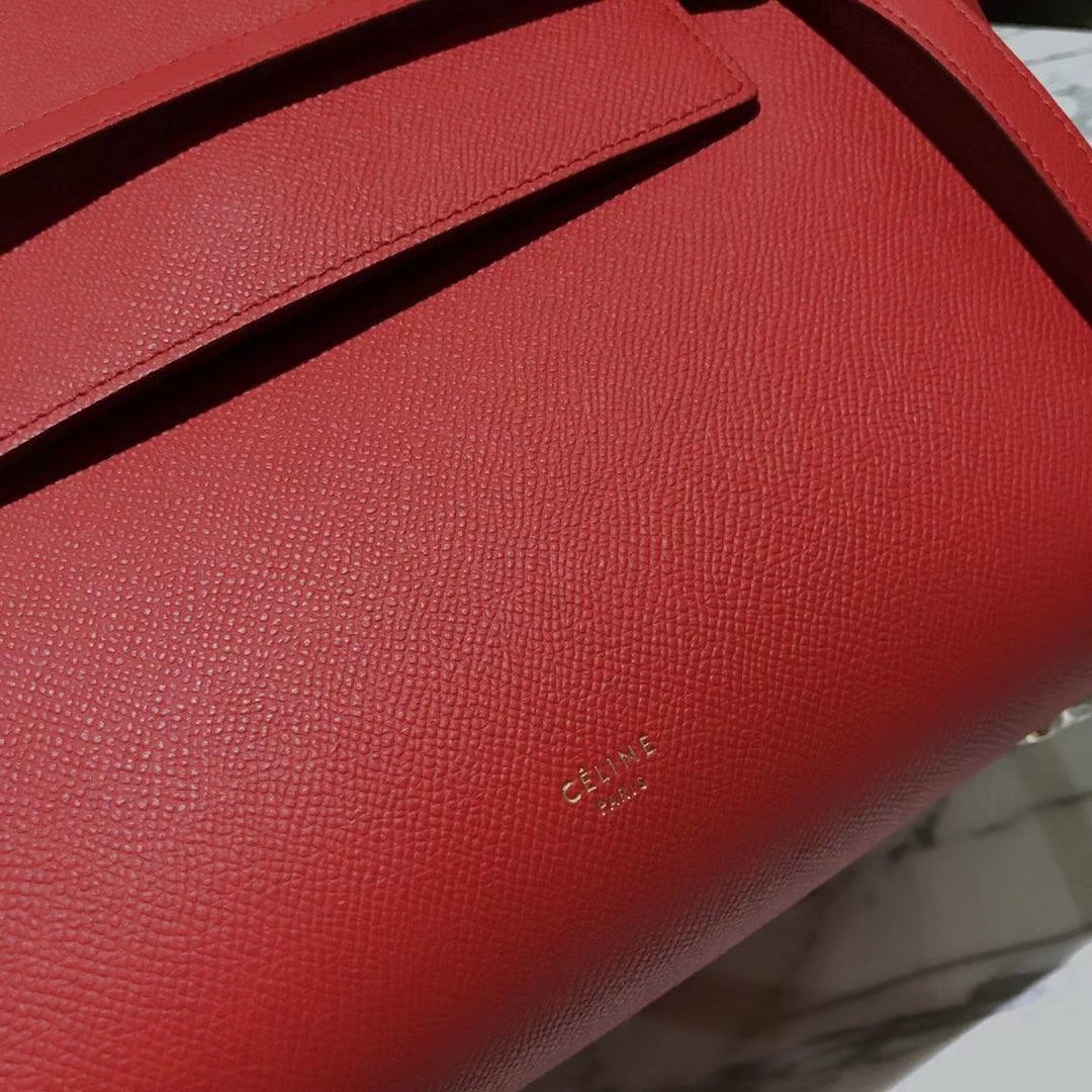 Celine 鲶鱼包 Mini 24cm～27cm 大红 现货秒发 掌纹皮 进口原厂皮 原装YKK钢扣拉链