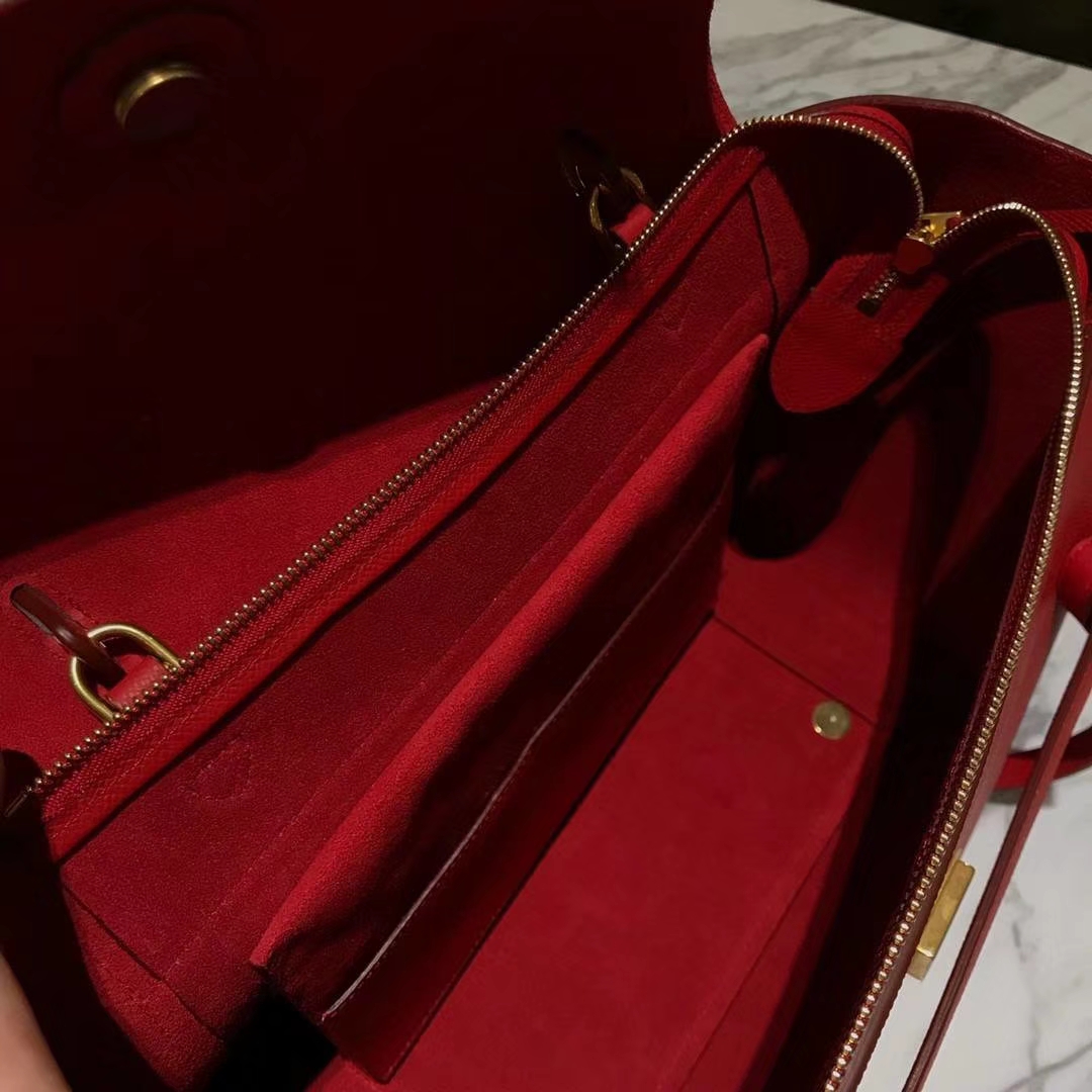 Celine 鲶鱼包 Mini 24cm～27cm 大红 现货秒发 掌纹皮 进口原厂皮 原装YKK钢扣拉链