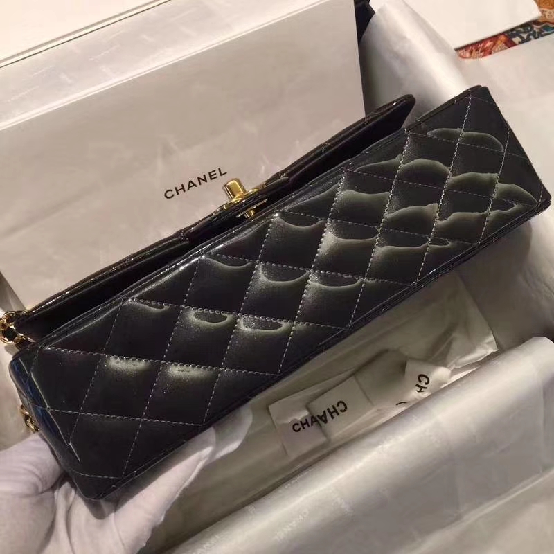 Chanel 香奈儿 Classic Flap Bag  进口漆皮 25cm 星空灰 金扣