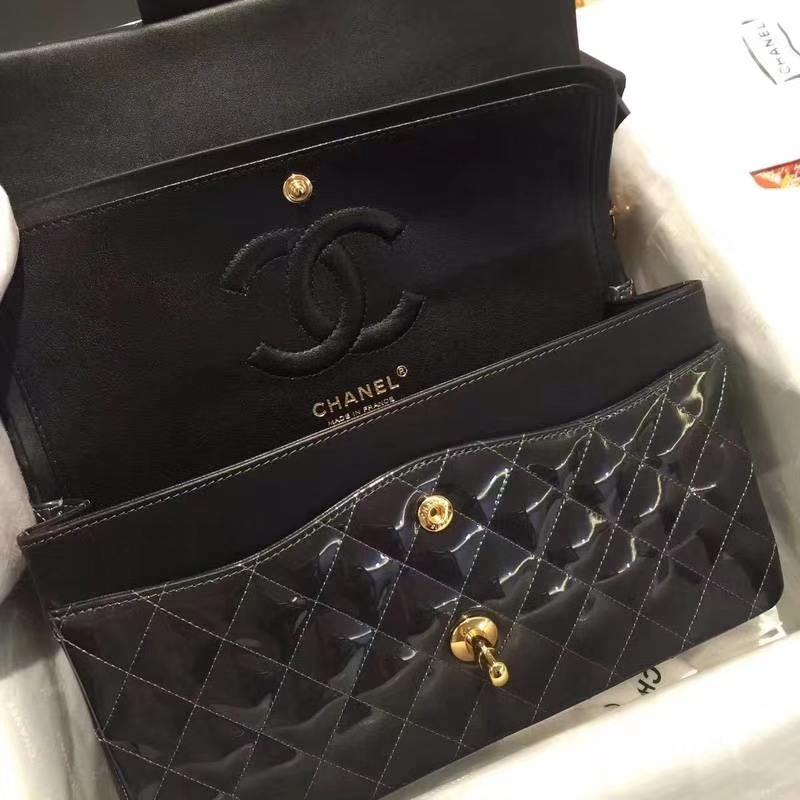 Chanel 香奈儿 Classic Flap Bag  进口漆皮 25cm 星空灰 金扣