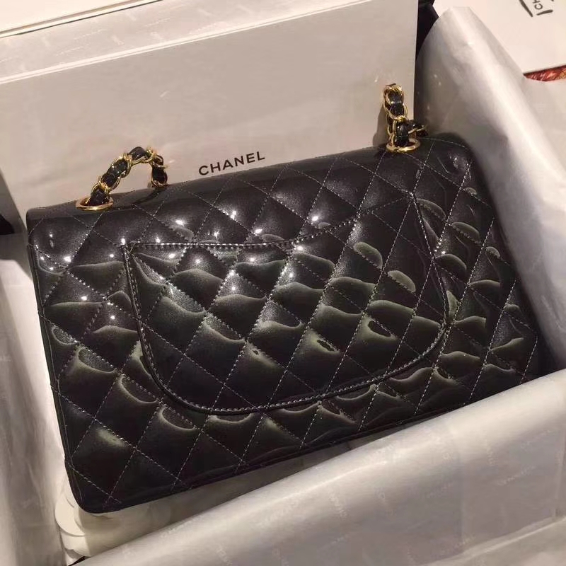 Chanel 香奈儿 Classic Flap Bag  进口漆皮 25cm 星空灰 金扣