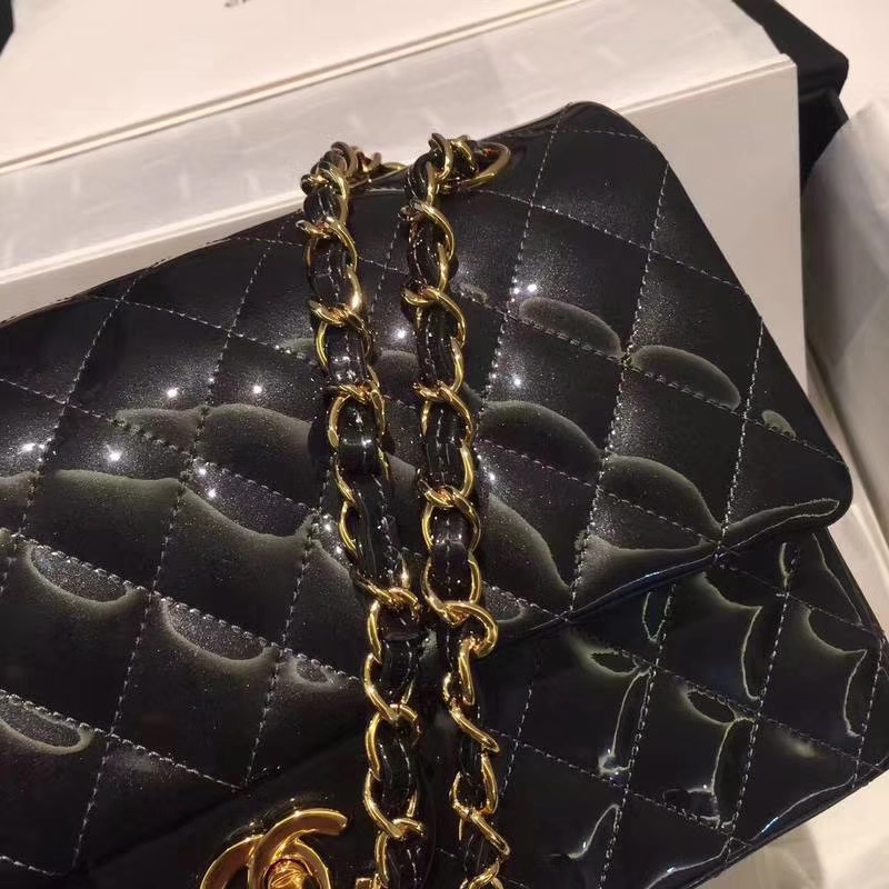Chanel 香奈儿 Classic Flap Bag  进口漆皮 25cm 星空灰 金扣
