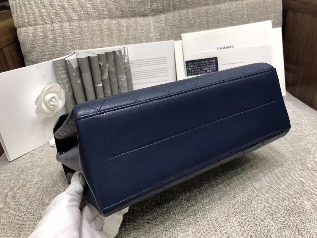 2018年新款口盖包 进口小羊皮 金色金属黄 宝石蓝 28cm