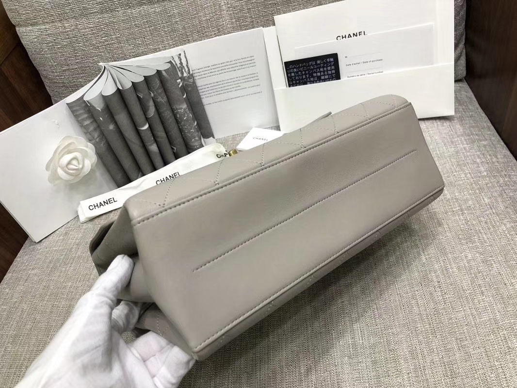 2018年新款口盖包 进口小羊皮 金色金属黄 大象灰 28cm