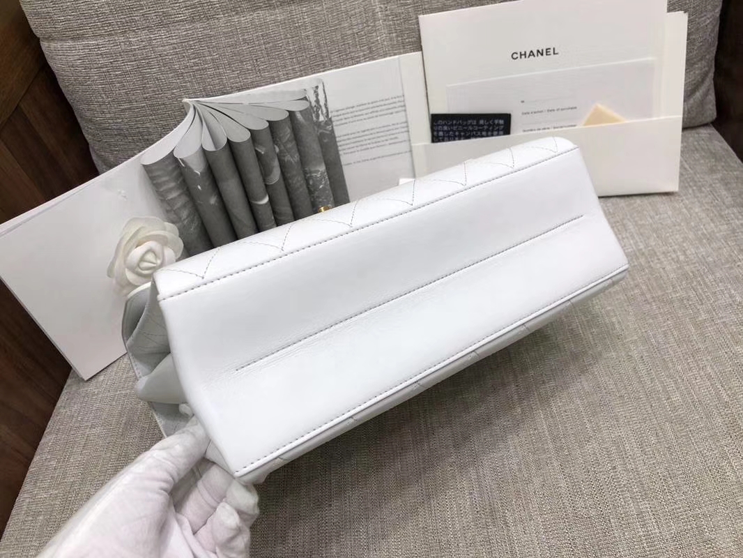 2018年新款口盖包 进口小羊皮 金色金属黄 白色 28cm