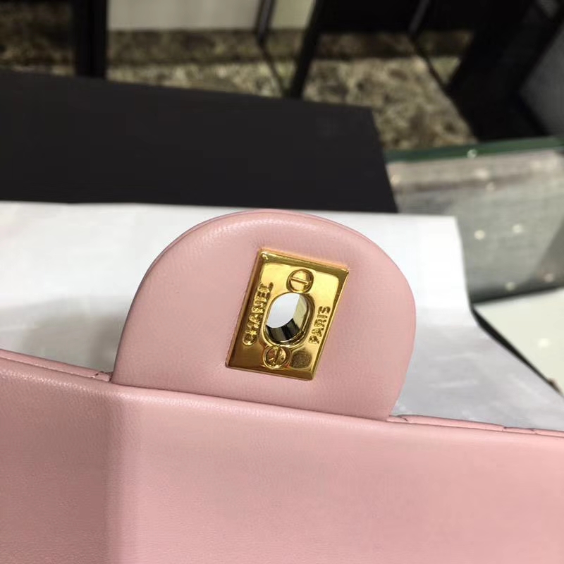 Chanel 香奈儿 进口小羊皮 25cm 现货 浅粉 金扣