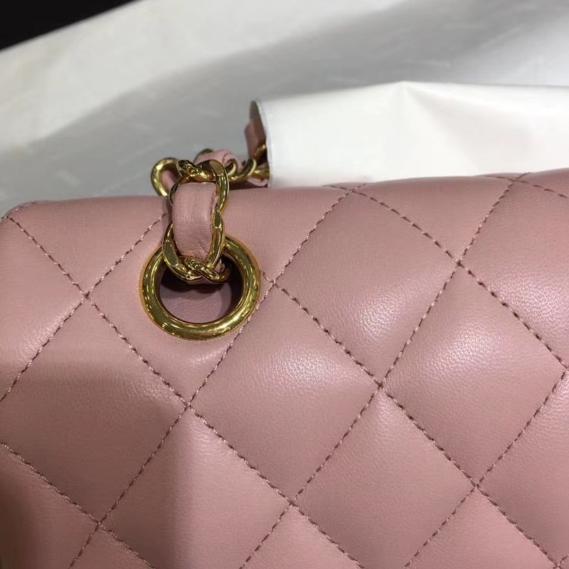 Chanel 香奈儿 进口小羊皮 25cm 现货 浅粉 金扣
