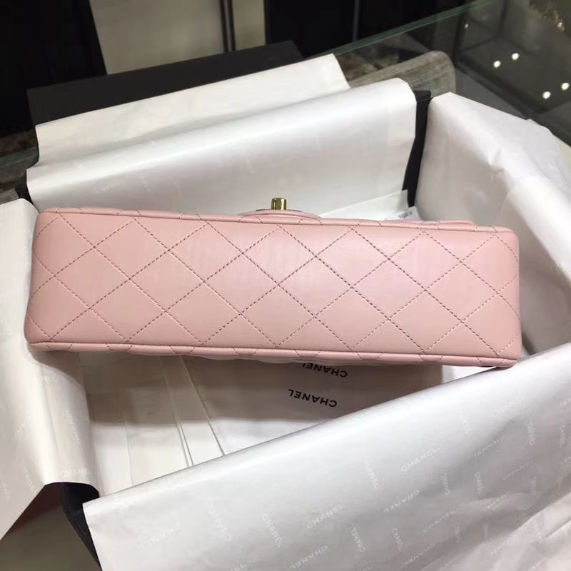 Chanel 香奈儿 进口小羊皮 25cm 现货 浅粉 金扣