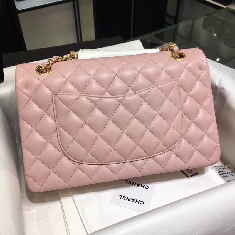 Chanel 香奈儿 进口小羊皮 25cm 现货 浅粉 金扣