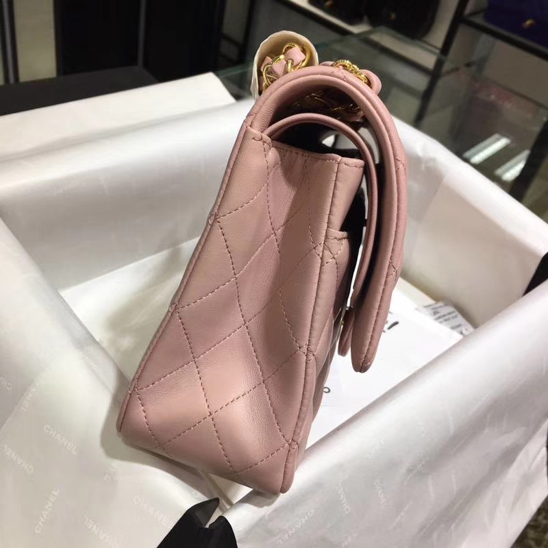 Chanel 香奈儿 进口小羊皮 25cm 现货 浅粉 金扣