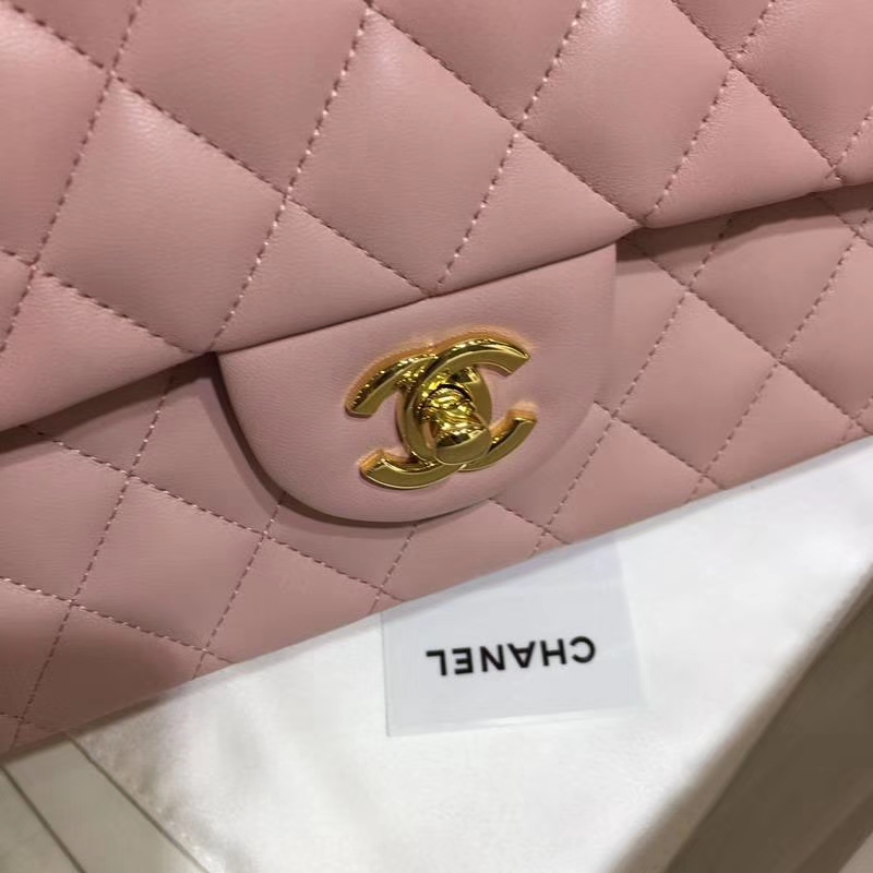 Chanel 香奈儿 进口小羊皮 25cm 现货 浅粉 金扣