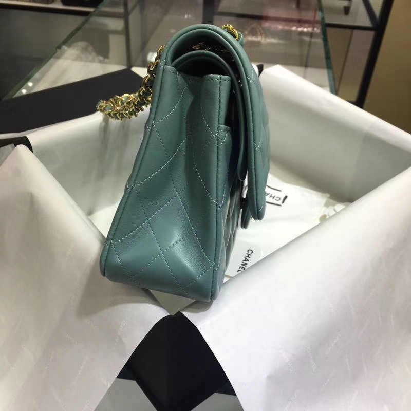 Chanel 香奈儿Classic Flap Bag 进口小羊皮 25cm 现货 薄荷绿 金扣