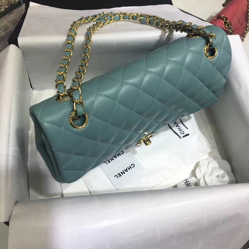 Chanel 香奈儿Classic Flap Bag 进口小羊皮 25cm 现货 薄荷绿 金扣