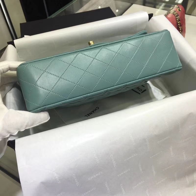 Chanel 香奈儿Classic Flap Bag 进口小羊皮 25cm 现货 薄荷绿 金扣