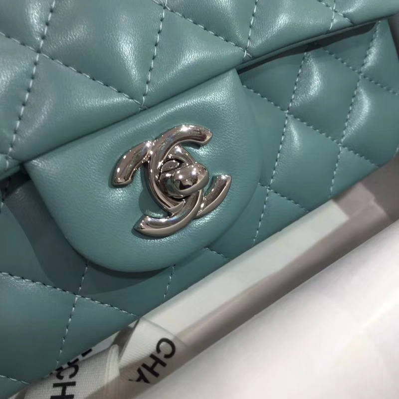 Chanel 香奈儿 Classic Flap Bag 进口小羊皮 20cm 现货 薄荷绿 银扣